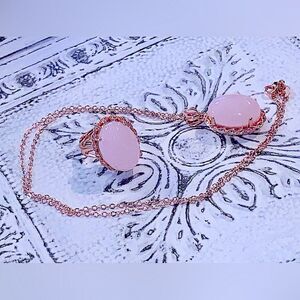 NWOT Necklace/Ring Set in Glamour Pink & Rose Gold Fill- Artificial Quartz Gems